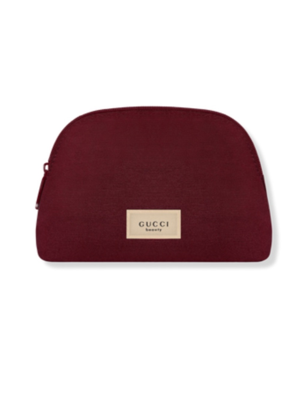 Authentic Gucci Beauty Half moon Burgundy Makeup Cosmetic bag with Gold Plaque